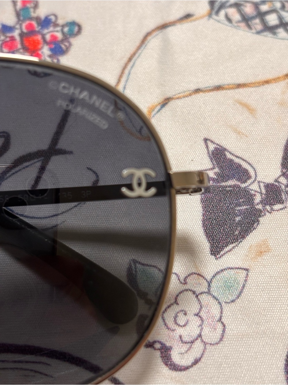 CHANEL Silver Frame Black Lens Aviator Sunglasses with Case - Picture 6 of 9